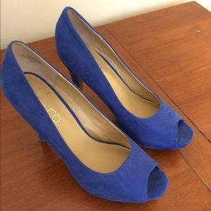 Blue suede heels  Hardly worn!